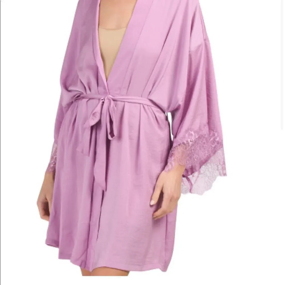 Satin lace robe